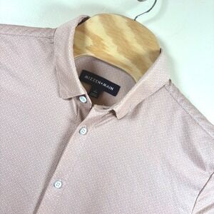 Mizzen + Main Haylard S/S Trim‎ Fit Button Shirt Men L Ashley Blue Geo Stretch